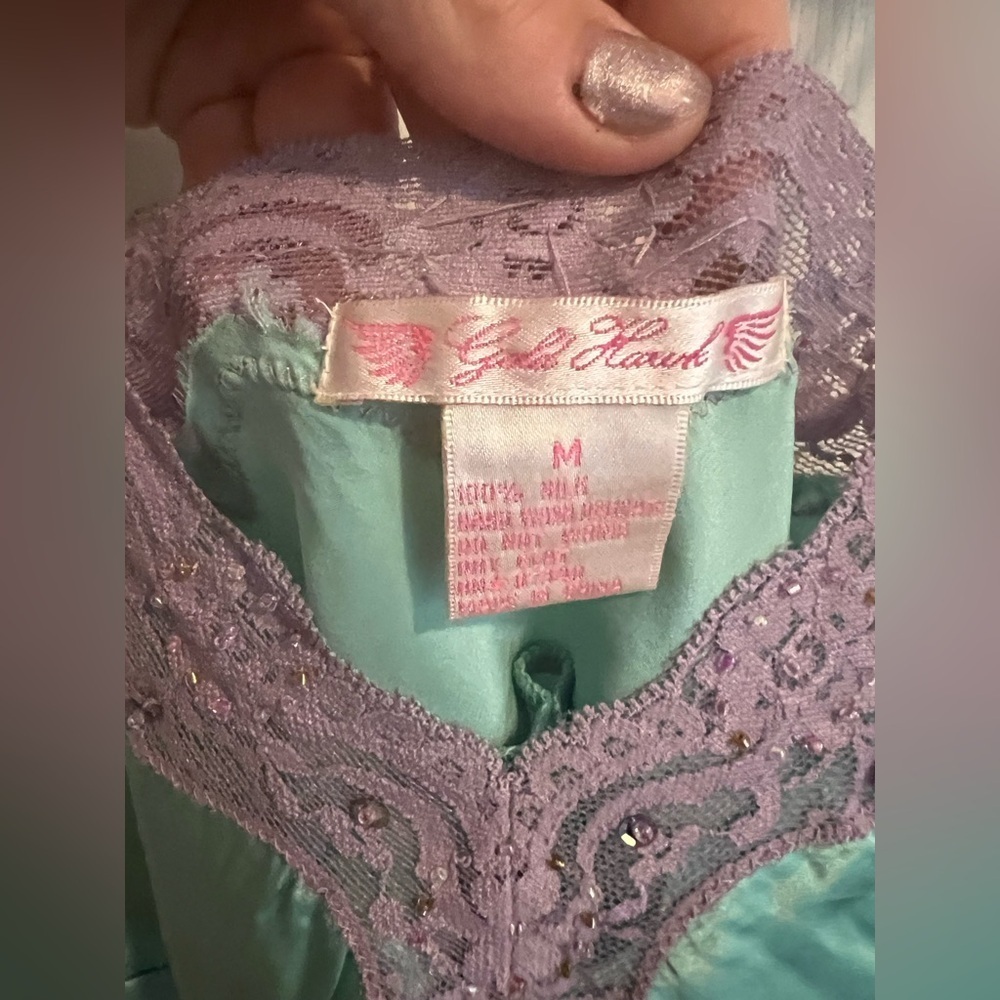 Gold Hawk Aqua Lilac Beaded Lace Silk Camisole Medium NWT GH372 Winter Surf - Picture 5 of 6